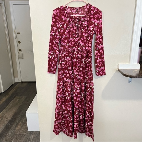 Free People Tiers Of Joy floral boho Midi Dress - Picture 2 of 11